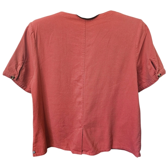 Yerse Terracotta (Rust Brown) V-neck Button-Up Shirt Size XL - Picture 2 of 13